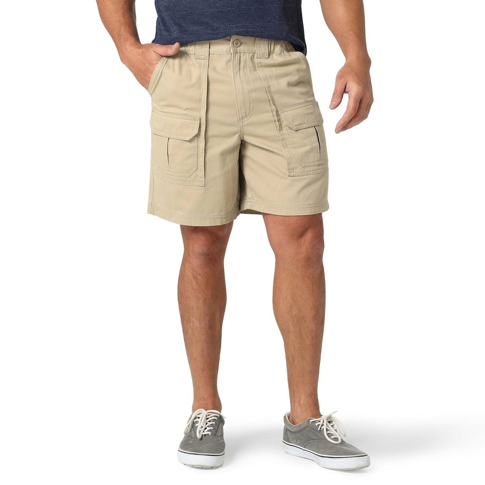 Lee Men Regular Fit 7.5" Inseam Side Elastic Cargo Shorts Buff‎ 30